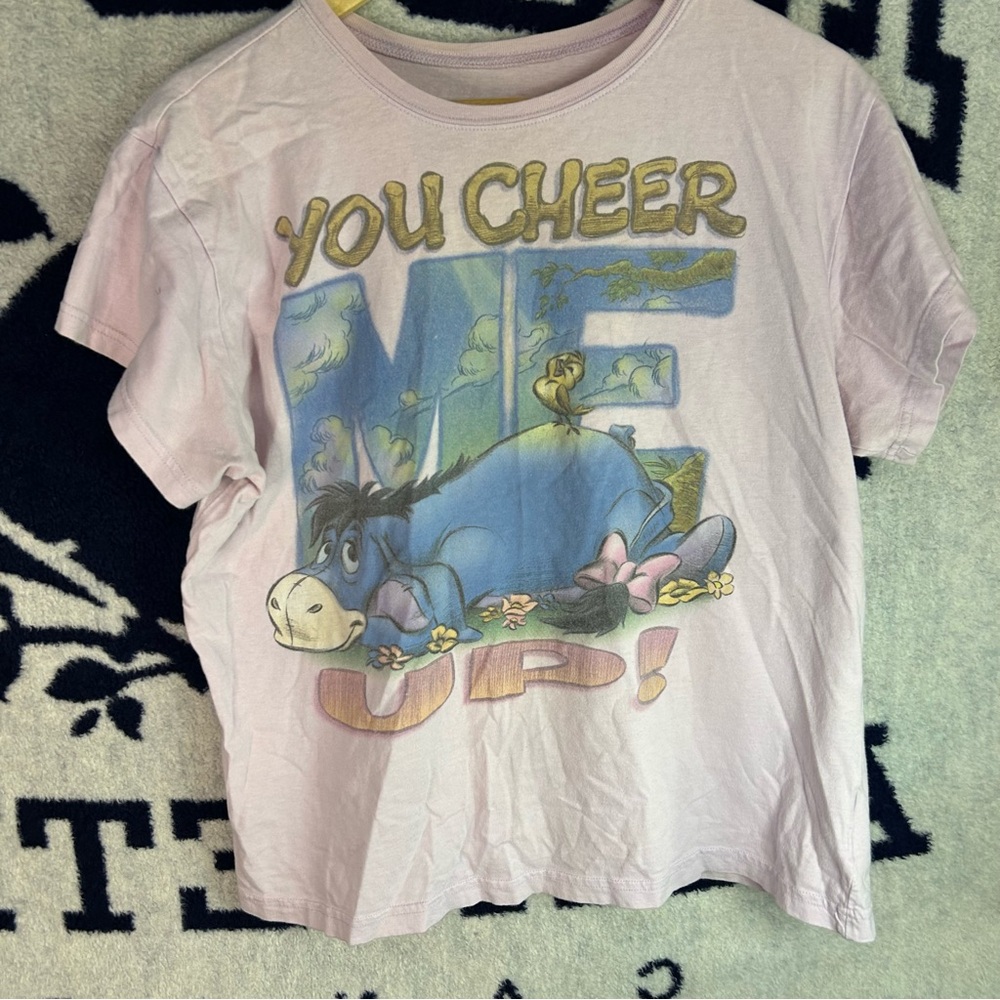 Vintage Disney Pink Eeyore Short Sleeve Tee Retro Graphic Small Womens T Shirt